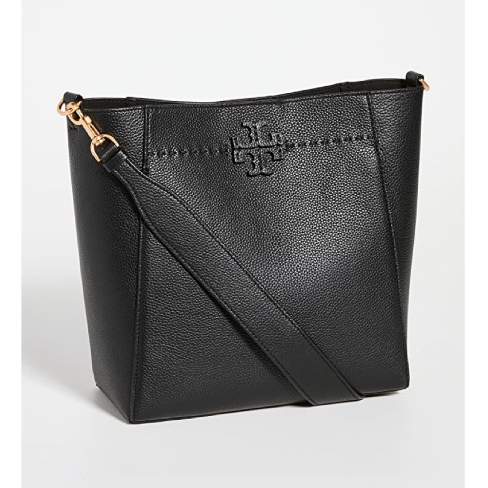 $448 Tory Burch McGraw bucket tote/hobo in black